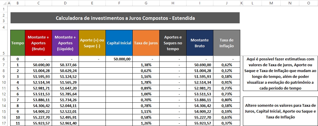 Calculadora Financeira • Função Excel